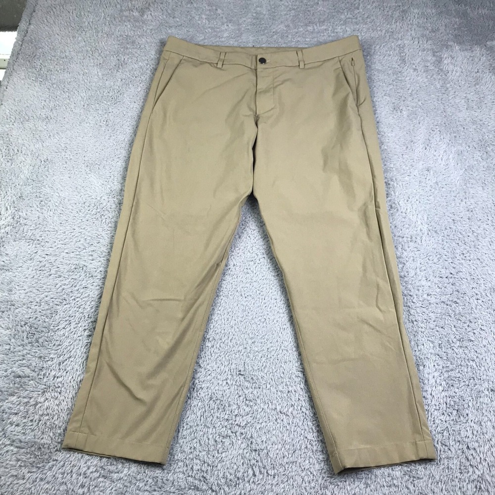 Lululemon Commission Pants‎ Mens 36x27 Slim Fit Khaki Performance Chino *Flaw